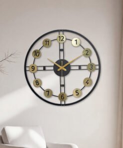 Aurora Gold-Accented Industrial Metal Wall Clock