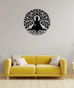 Zyoraelite Metal Buddha Hanging Wall Decor Art for Living Room (40 cm X 40 cm, Black)