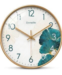 Blue Flower Glass Wall Clock